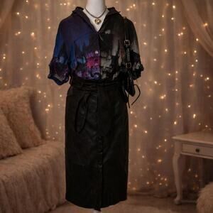 Faux leather long button up